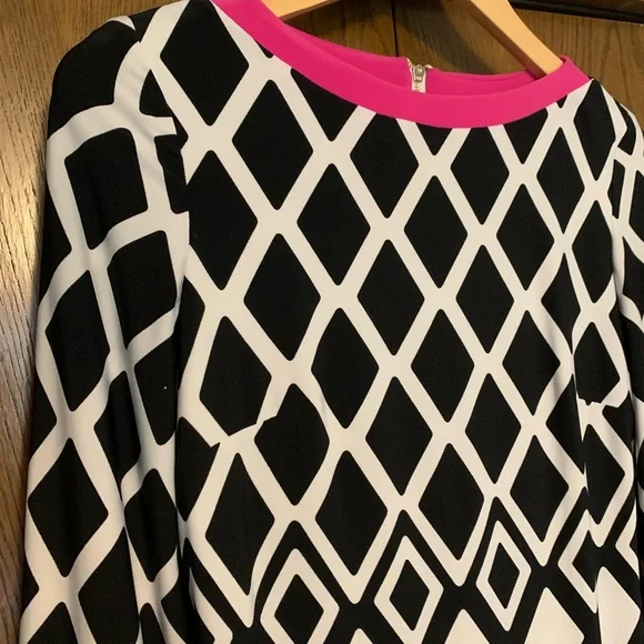 {Joseph Ribkoff} EUC! Geometric Shift Dress with Exposed Zipper - Picture 2 of 7